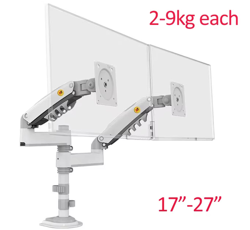 NB H180 17"-27" 22"-32"Double Monitor Desk Holder Arm Gas Spring Full Motion LCD TV Mount 2-9Kg 2-12Kg Dual Arm Clamp Bracket